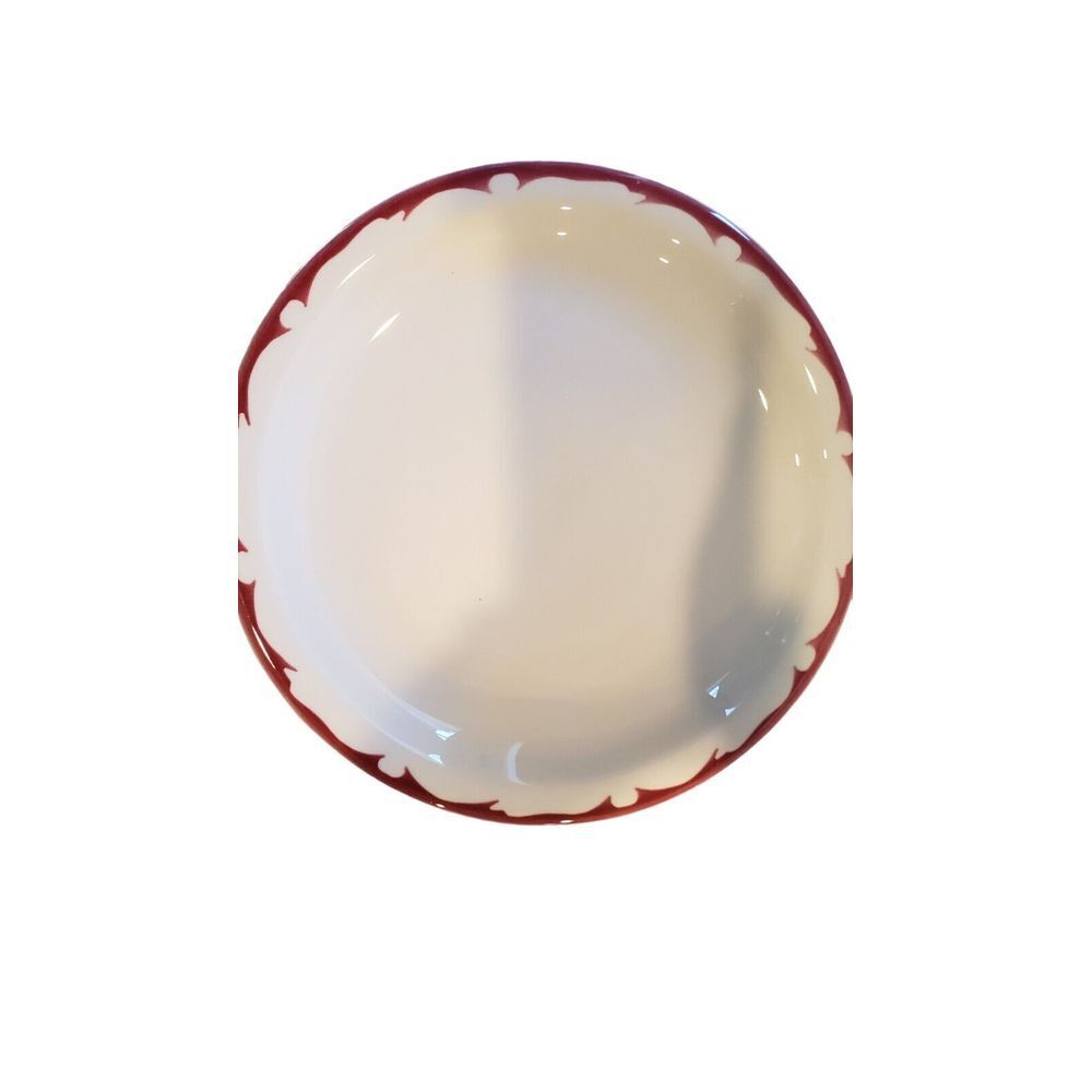 Vintage 4 Buffalo China Cafe Restaurant Ware 8-3/4" Salad Plate Red/Burgndy Trim